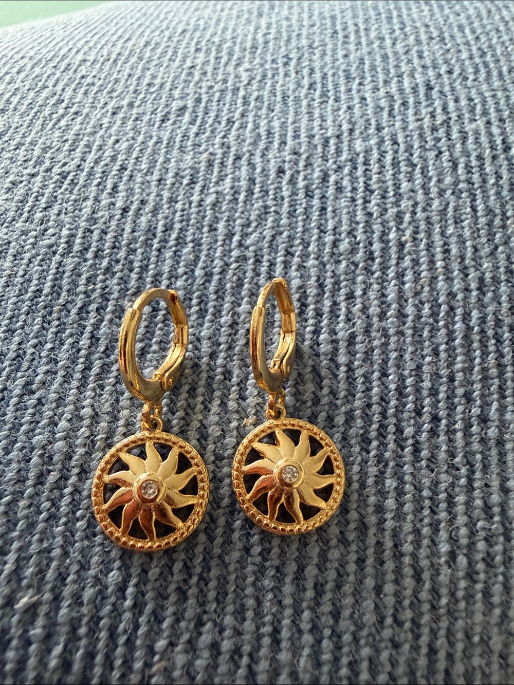 Faux gold sun earrings